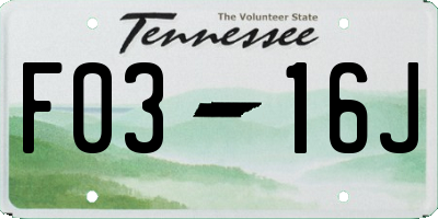 TN license plate F0316J
