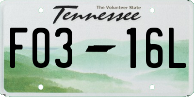 TN license plate F0316L