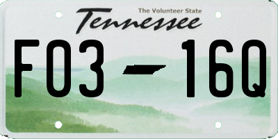 TN license plate F0316Q
