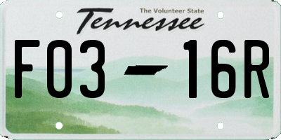 TN license plate F0316R