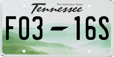 TN license plate F0316S