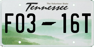 TN license plate F0316T