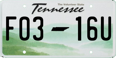 TN license plate F0316U