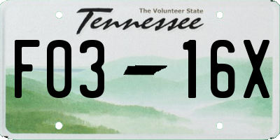 TN license plate F0316X