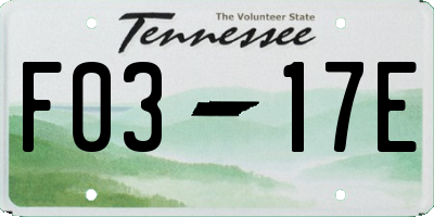 TN license plate F0317E