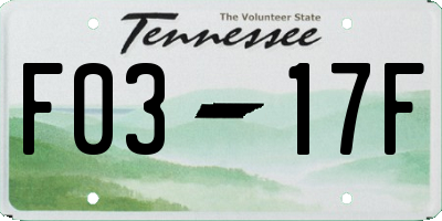 TN license plate F0317F