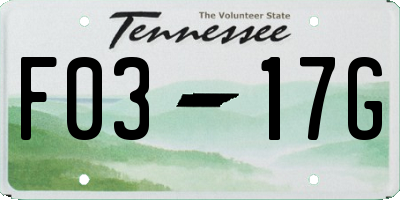 TN license plate F0317G