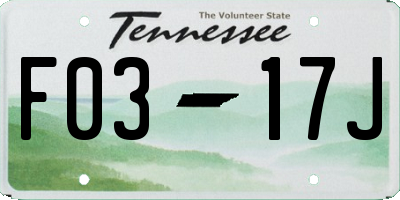 TN license plate F0317J