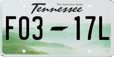 TN license plate F0317L
