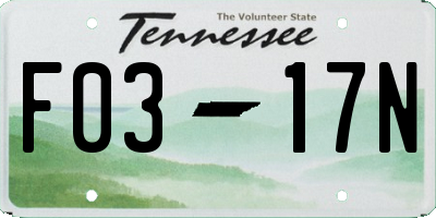 TN license plate F0317N