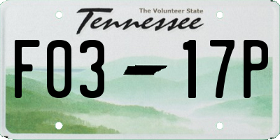 TN license plate F0317P