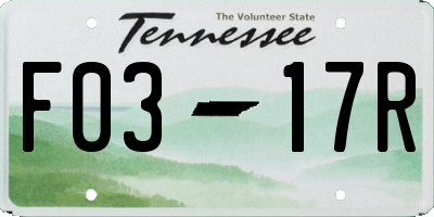 TN license plate F0317R