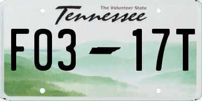 TN license plate F0317T