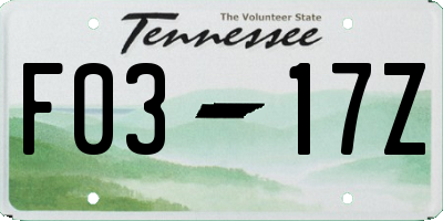 TN license plate F0317Z
