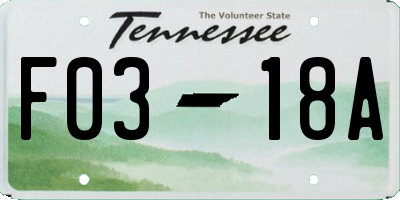 TN license plate F0318A