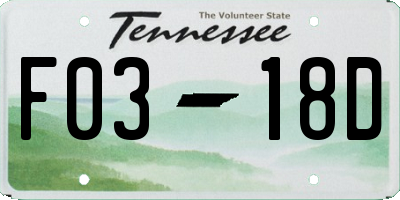 TN license plate F0318D