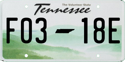 TN license plate F0318E