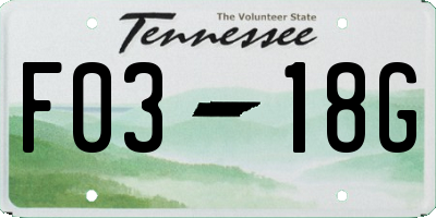 TN license plate F0318G