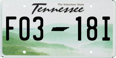 TN license plate F0318I