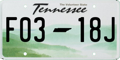 TN license plate F0318J