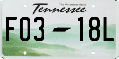 TN license plate F0318L