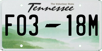 TN license plate F0318M