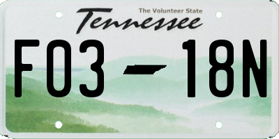 TN license plate F0318N