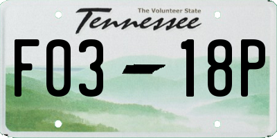 TN license plate F0318P