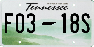 TN license plate F0318S