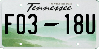 TN license plate F0318U
