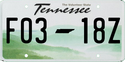TN license plate F0318Z