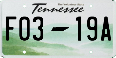 TN license plate F0319A