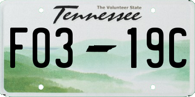TN license plate F0319C