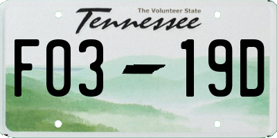 TN license plate F0319D