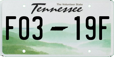 TN license plate F0319F