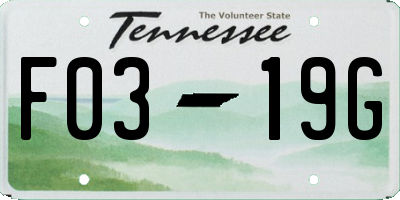 TN license plate F0319G