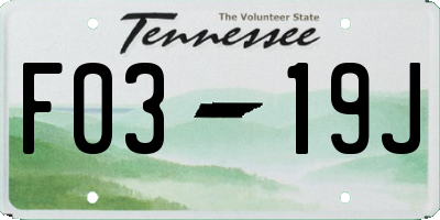 TN license plate F0319J
