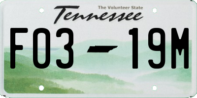 TN license plate F0319M