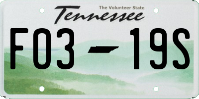 TN license plate F0319S
