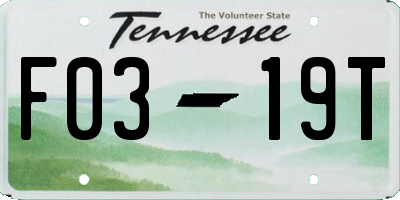 TN license plate F0319T