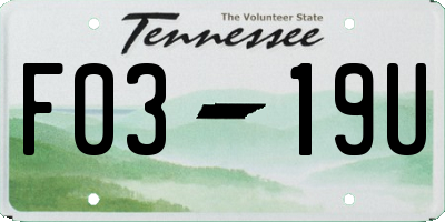 TN license plate F0319U