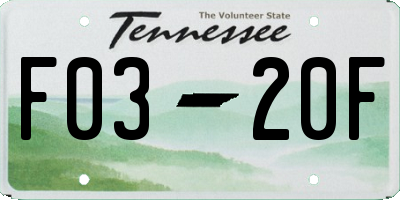 TN license plate F0320F