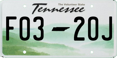 TN license plate F0320J
