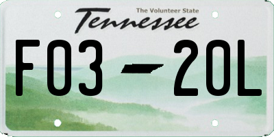 TN license plate F0320L