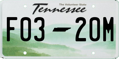 TN license plate F0320M