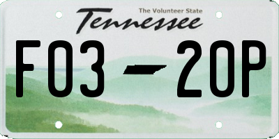 TN license plate F0320P