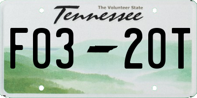 TN license plate F0320T
