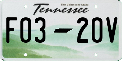 TN license plate F0320V