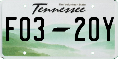 TN license plate F0320Y