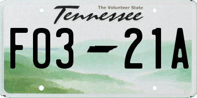 TN license plate F0321A